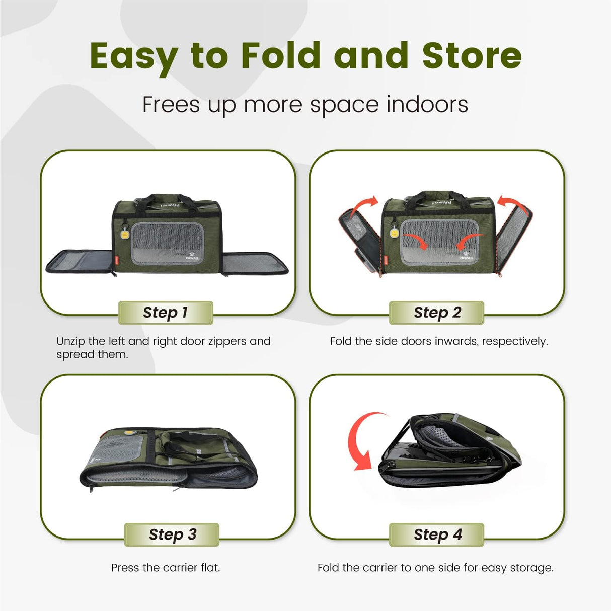 Transportadora de Mascotas Pawaii, Aprobada TSA, Suave y Plegable