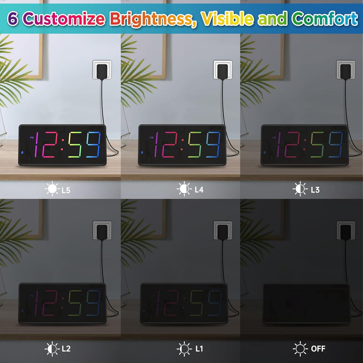 Reloj Despertador Digital Extra Fuerte con Luz LED y Cargador