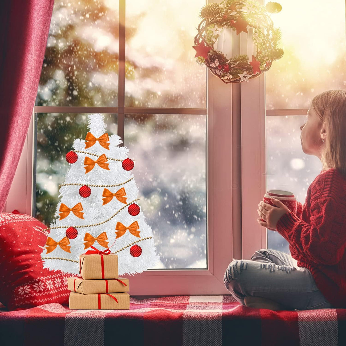 Árbol de Navidad Artificial Mini, 80 Ramas para Decoración