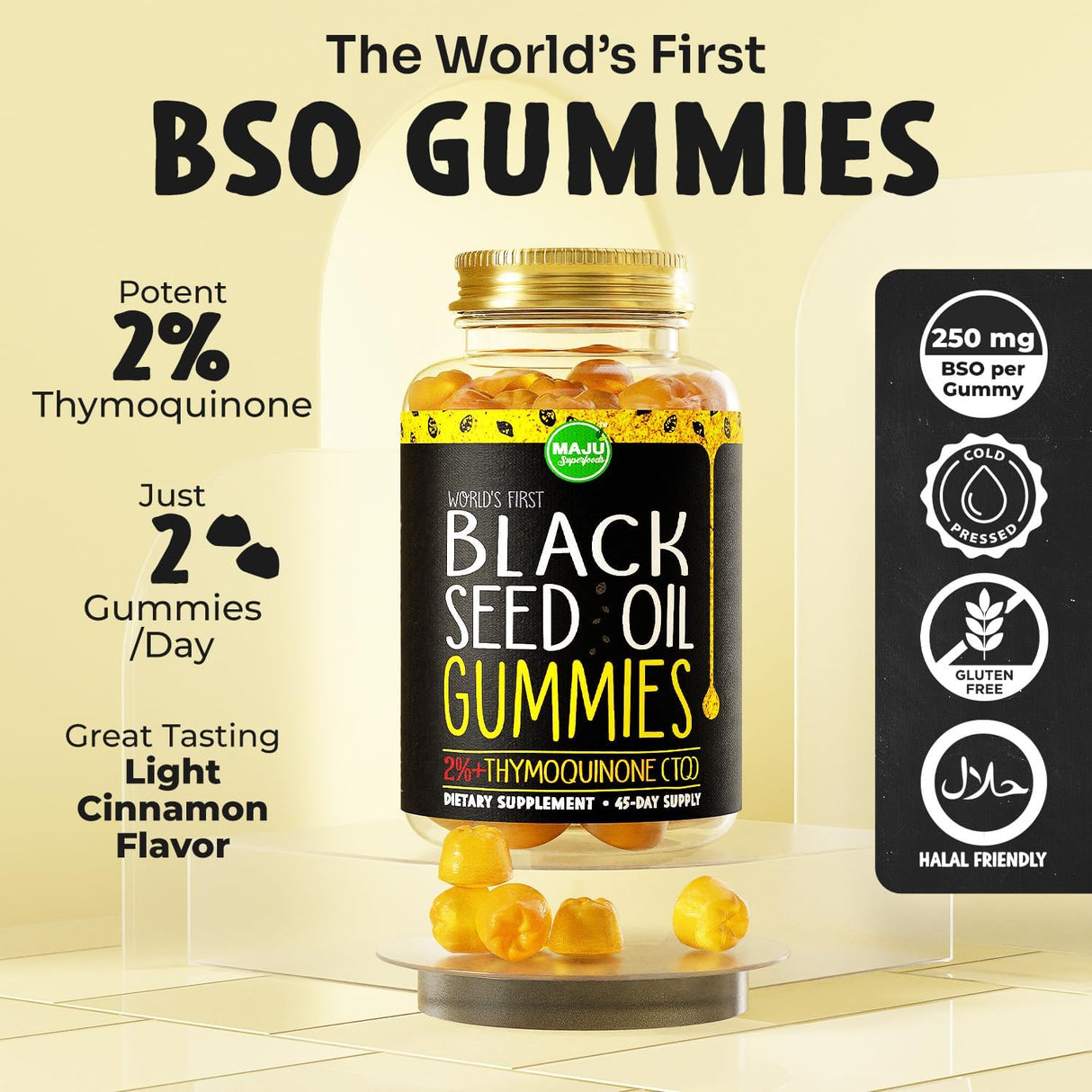 Gummies de Aceite de Semilla Negra MAJU, 500mg, 90ct
