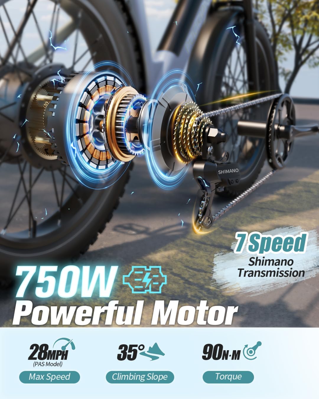 Bicicleta eléctrica Samoyed 960W, 48V 15AH, 60 millas, 26