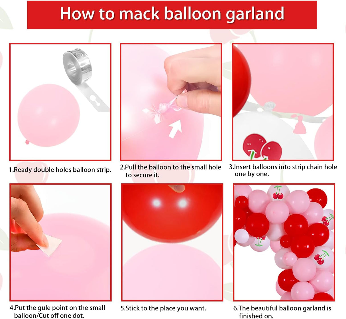 Decoraciones Fiesta Cereza Kit Arco Globos Cumpleaños Verano