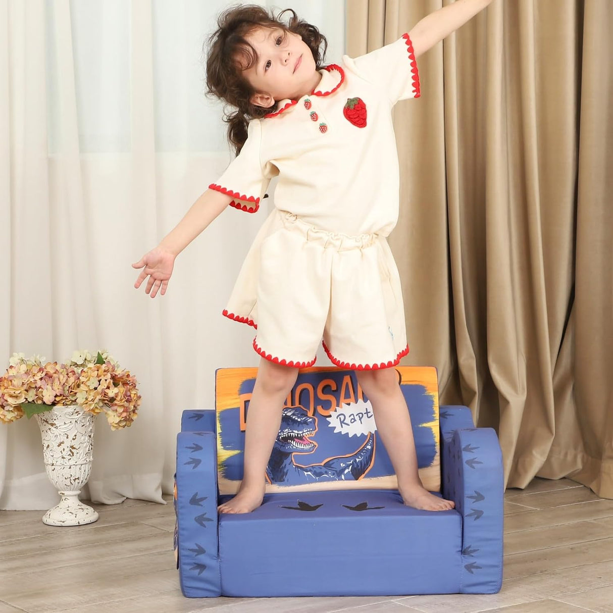 Silla infantil 2 en 1 plegable, sofá convertible a cama para niñas y niños