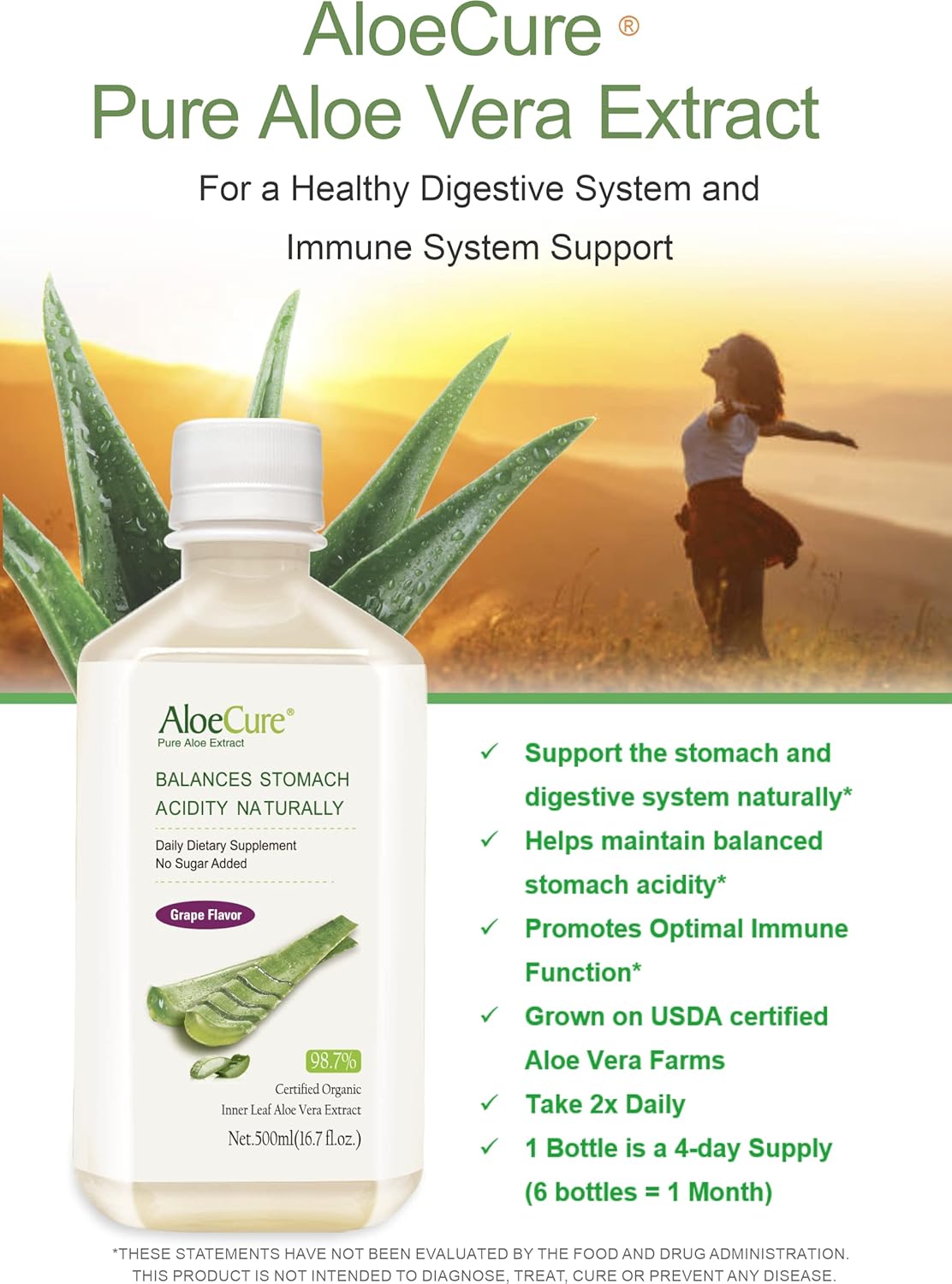 Suplementos Alimenticios de sabor a uva de aloe vera bebida