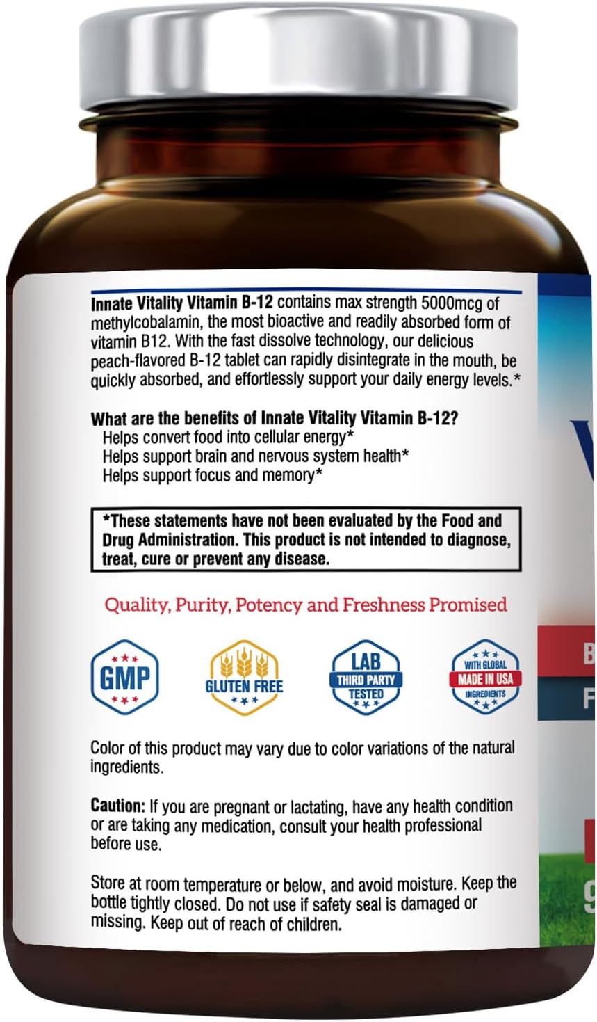 Vitamina B12 5000mcg Vegana, Disolución Rápida, 90 Tabletas