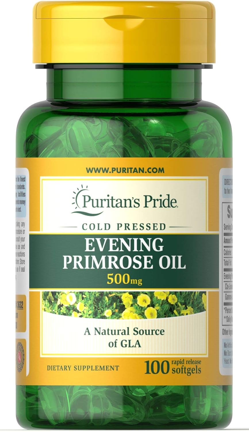 Suplemento Puritan's Pride Aceite de onagra 500 mg con GLA