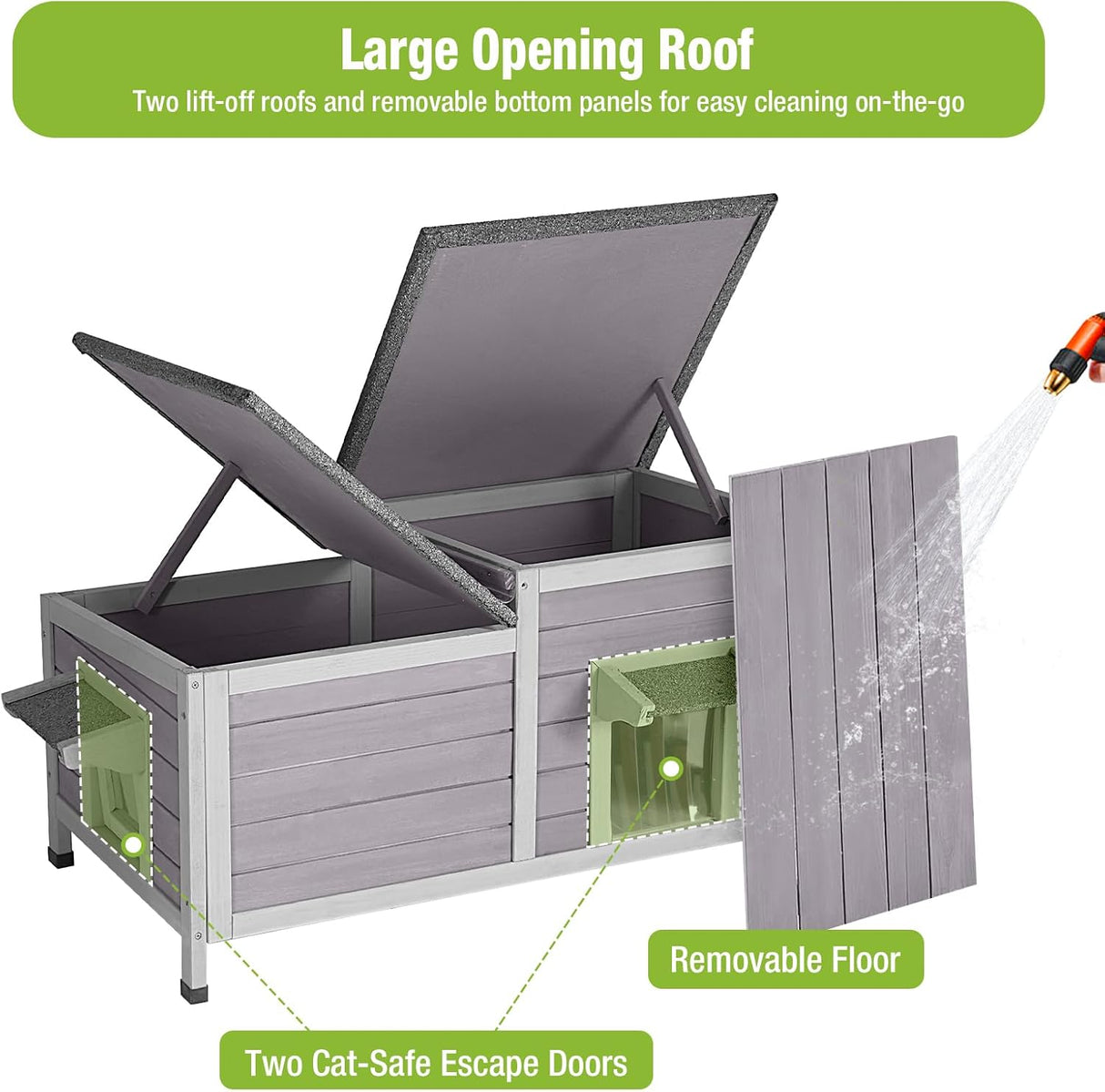 Casa exterior para gatos, AIR93-J, refugio resistente al clima