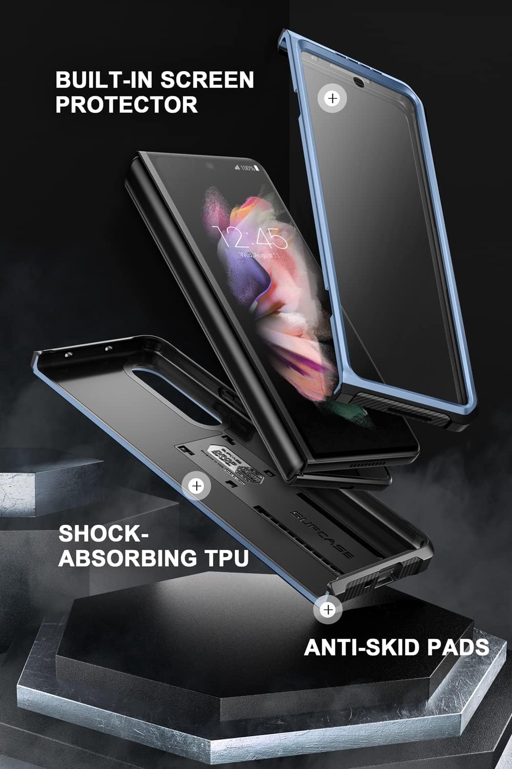 SUPCASE Unicorn Beetle - Funda protectora para Galaxy Z Fold 3 5G (2021), resistente clip para cinturón a prueba de golpes, con protector de pantalla integrado y soporte (inclinación)