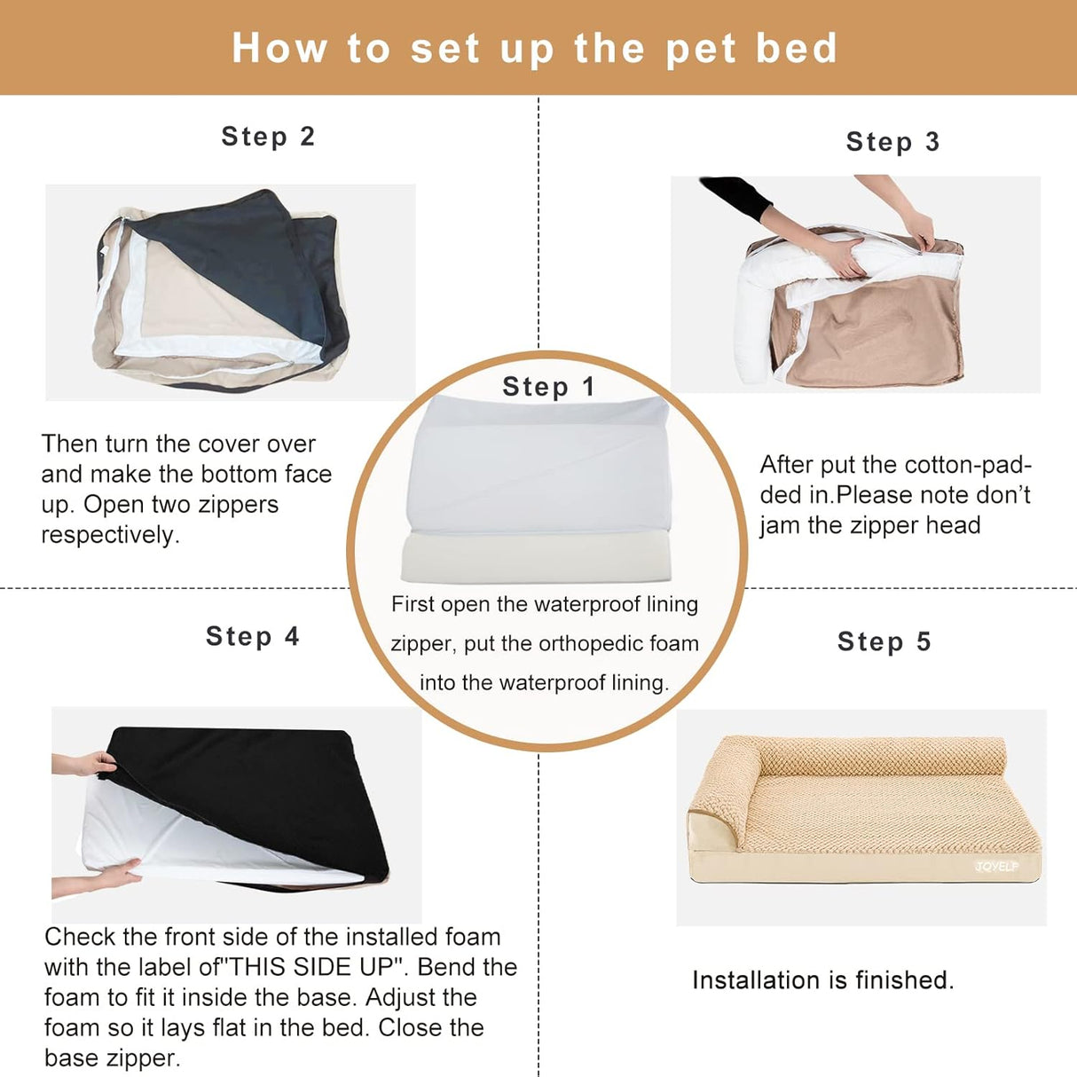 Cama ortopédica para perros medianos JOYELF, sofá L, lavable