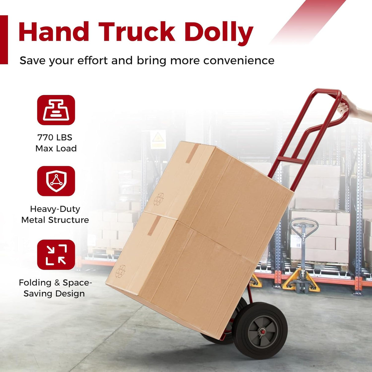 Carretilla Goplus, P-Handle, 660 lbs, Ruedas de 10”, Modelo P