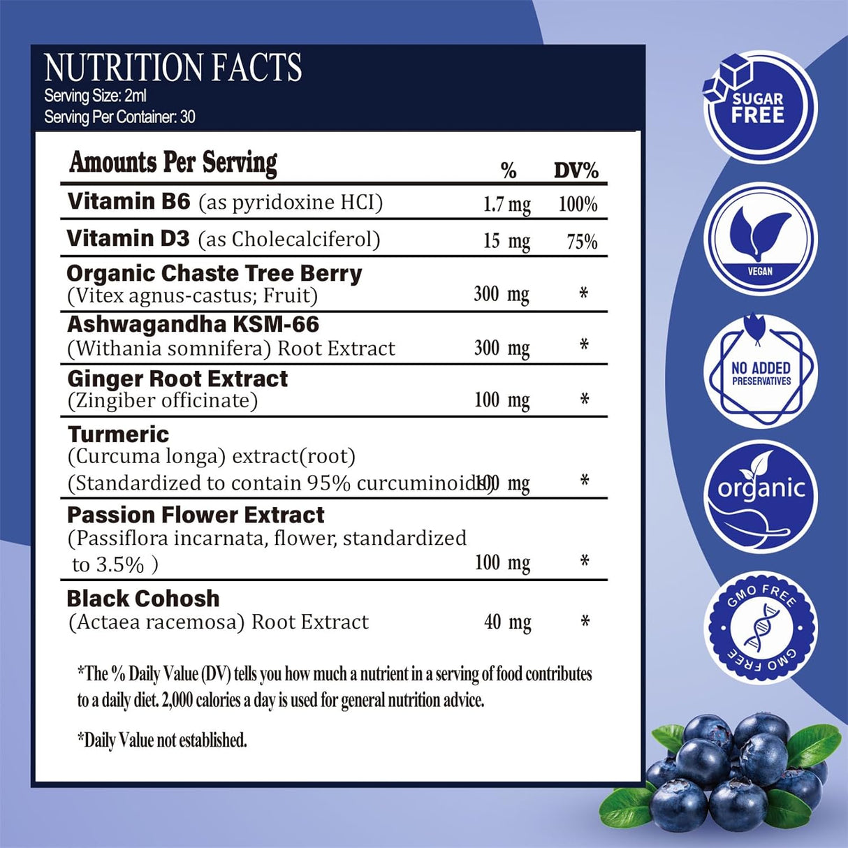 Suplemento líquido para menopausia, 8 en 1, con Black Cohosh