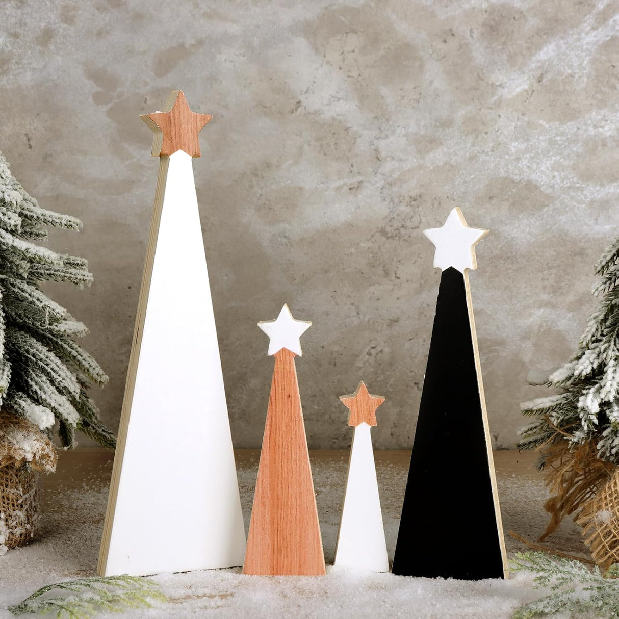 Árbol de Navidad de Madera, 4 Piezas, Decoración Original