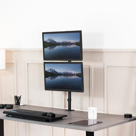 Soporte de Monitor Doble VIVO, Ajustable, STAND-V002T