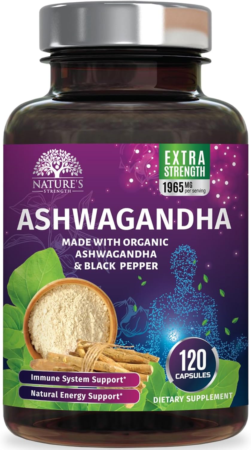 Suplemento Orgánico de Ashwagandha 1950 mg - 120 Cápsulas