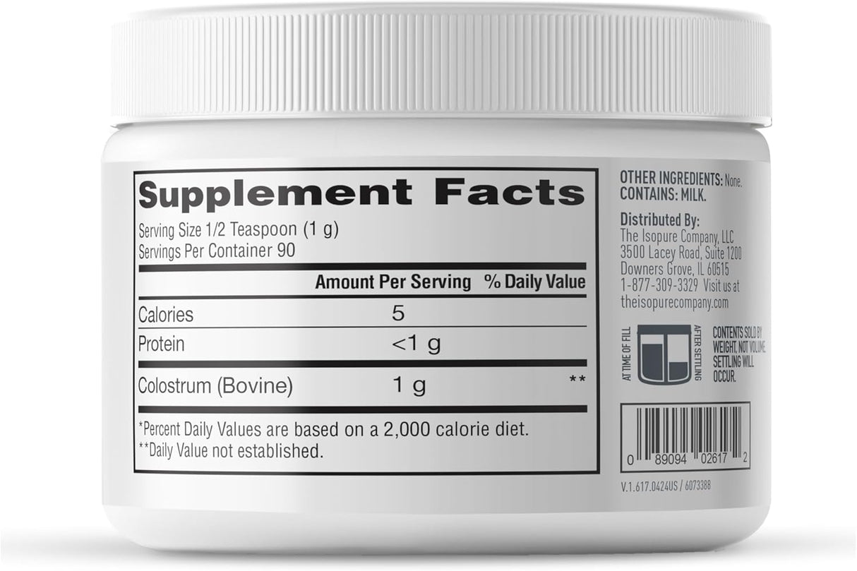 Suplemento de Calostro Bovino Isopure, Procesado Suavemente, 90 Servicios