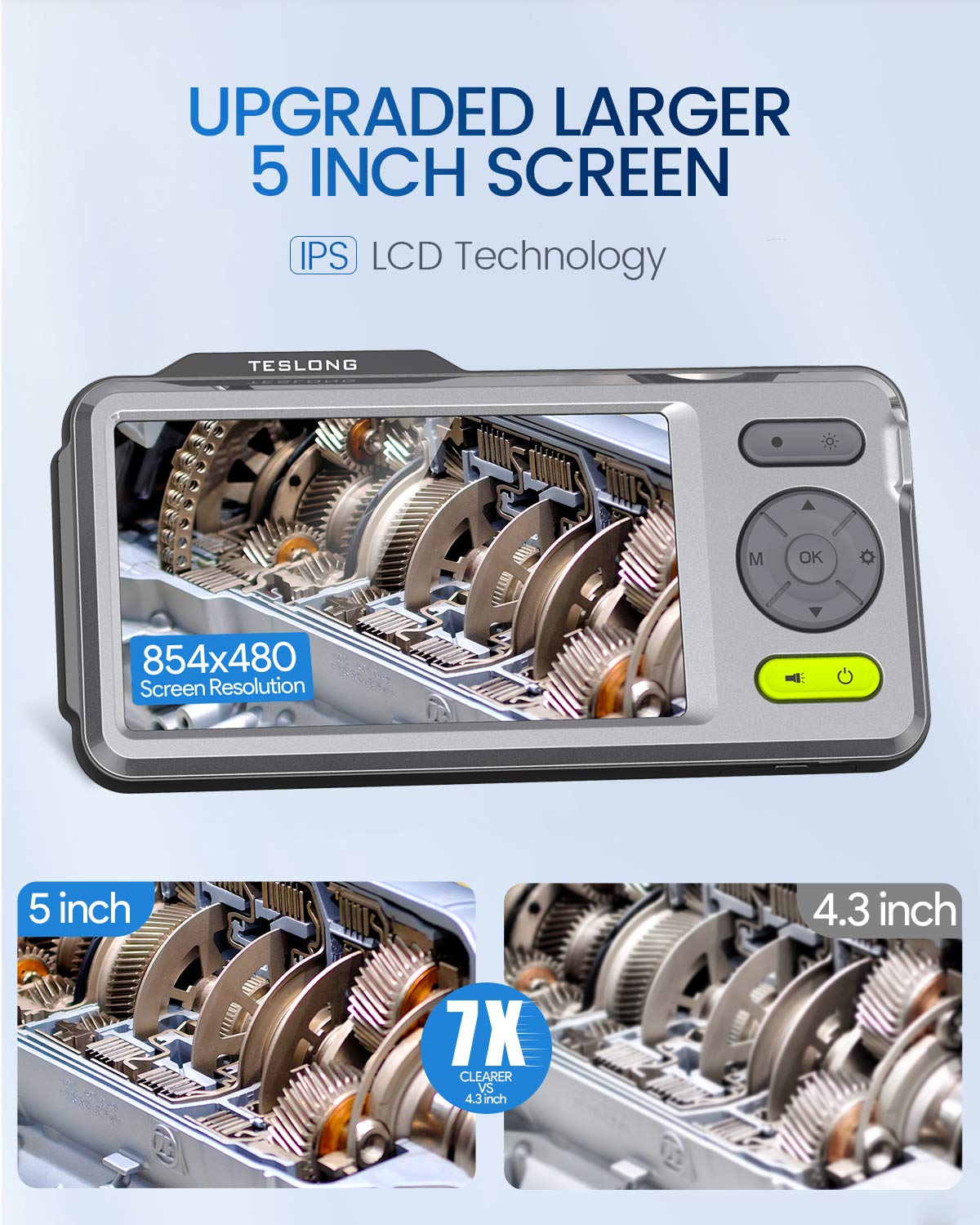 Cámara de inspección de doble lente de 0.197 in, boroscopio