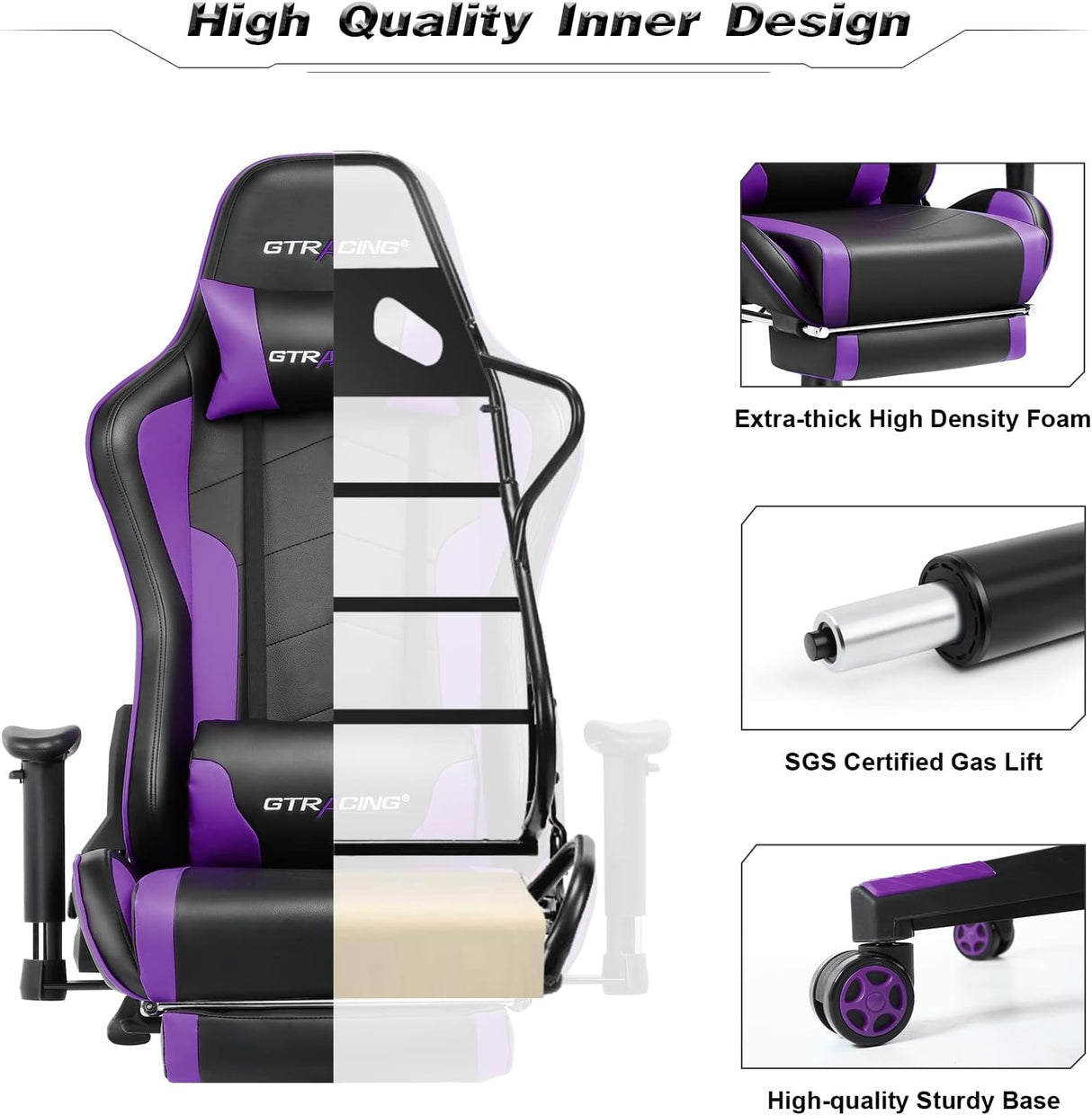 Silla para videojuegos GTRACING con reposapiés y altavoces