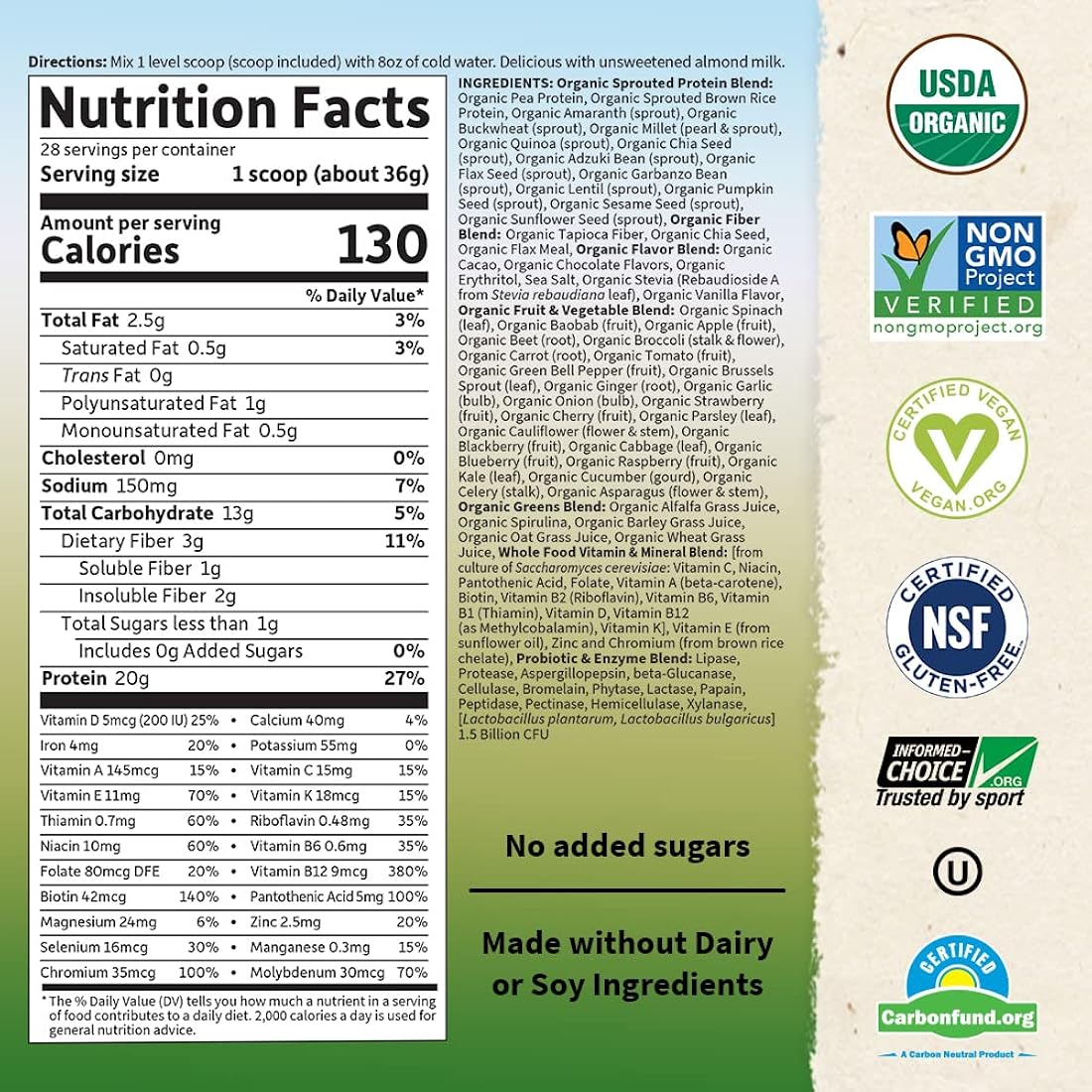 Suplemento Alimento crudo orgánico Garden of Life Chocolate