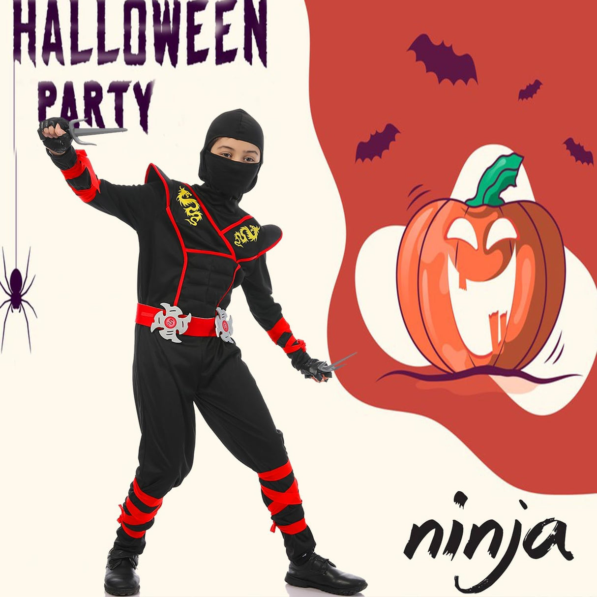 Disfraz Ninja Deluxe para Niños - Musculoso, Halloween, Kids