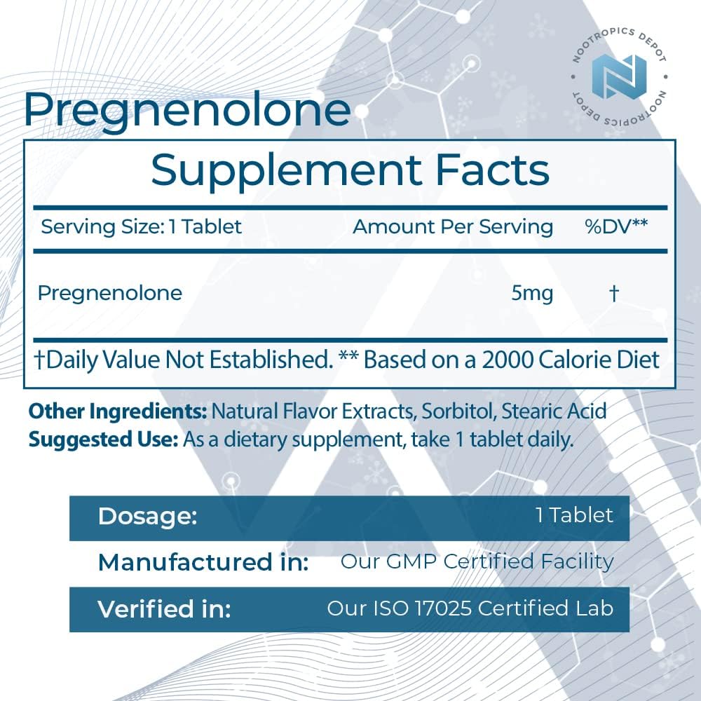 Tabletas de Pregnenolona 5mg Nootropics Depot | 120 Contenido