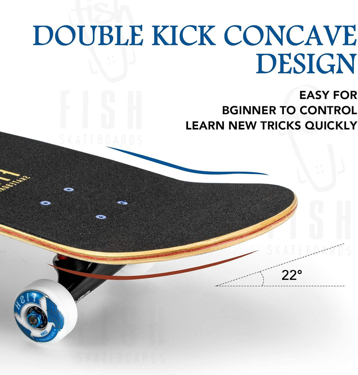 Skateboard Completo 31"x8", 7 Capas, Doble Kick, Cruiser