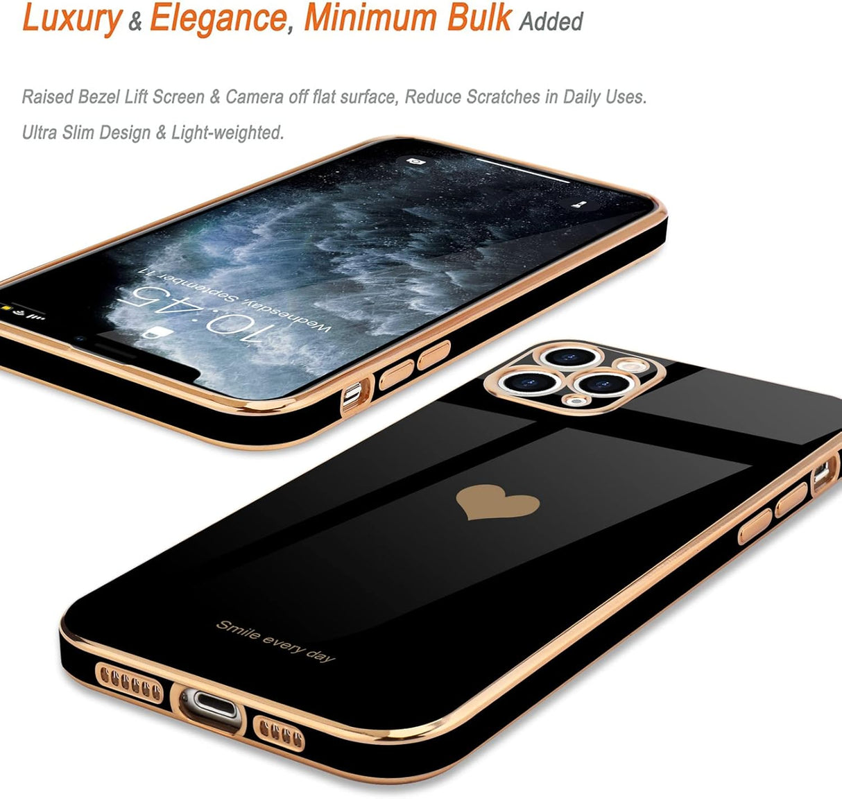 Teageo Funda para iPhone 11 Pro para niñas y mujeres, bonita funda de silicona a prueba de golpes para iPhone 11 Pro, color negro