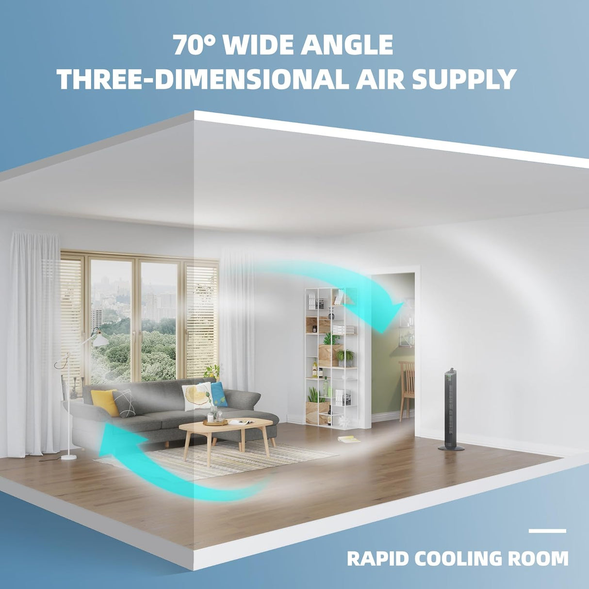 Ventilador Torre Oscilante Simple Deluxe 36, 3 Velocidades, Remote