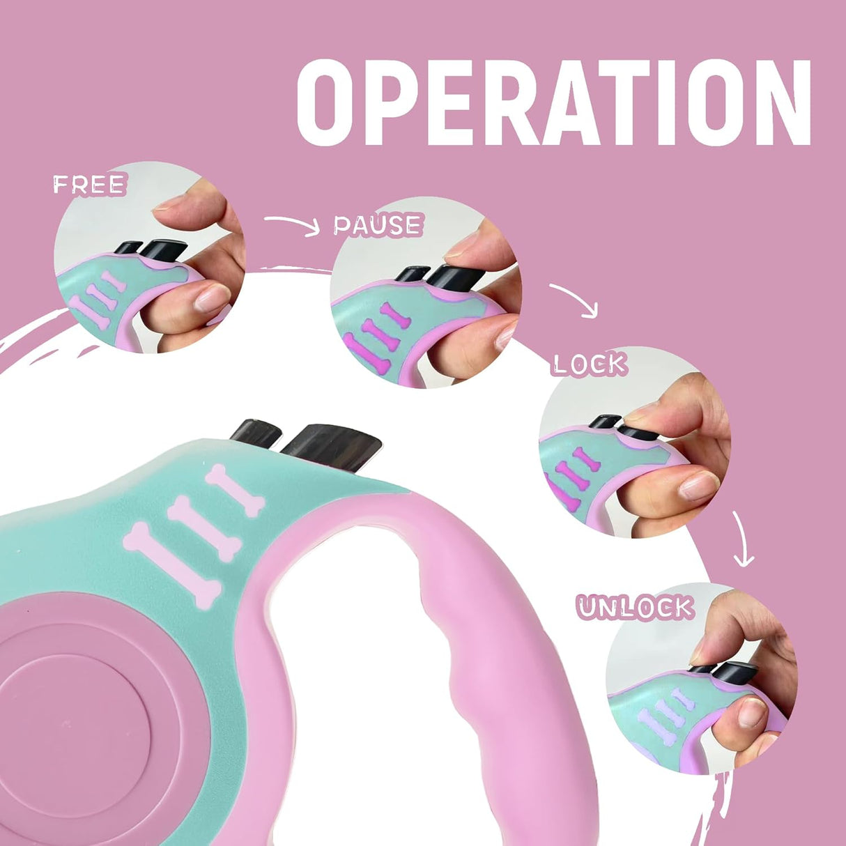 Correa Retráctil Automática para Perros Mango Antideslizante