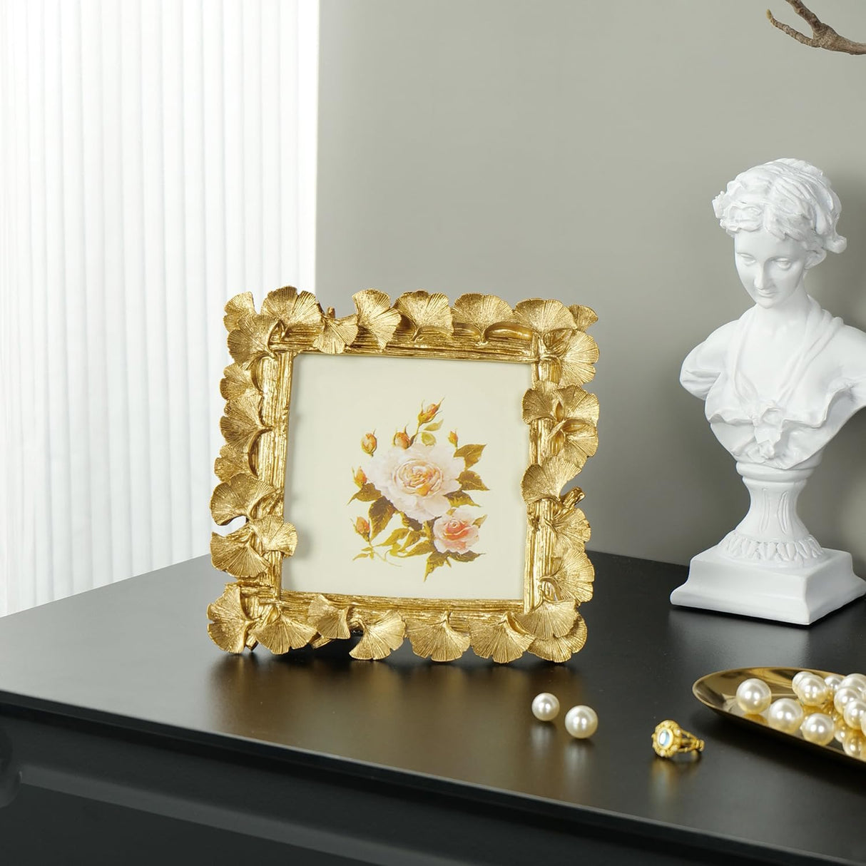 Marco de fotos vintage 5x5, resina texturizada con vidrio