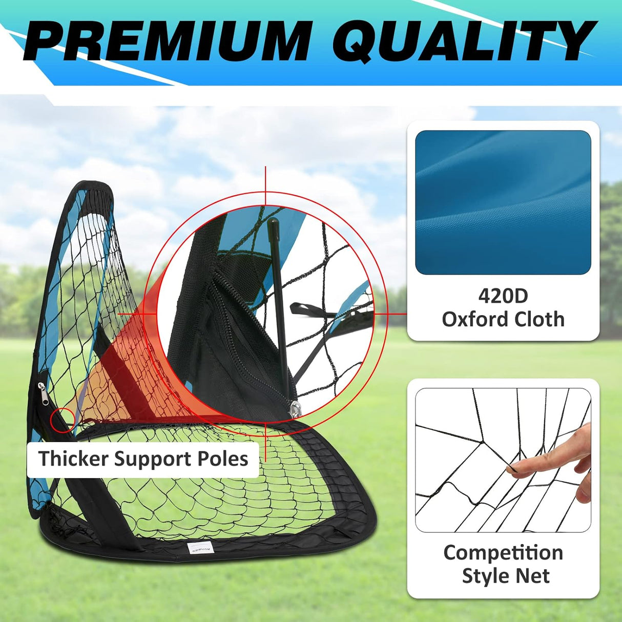 Porteria de futbol portatil, facil de armar, plegable