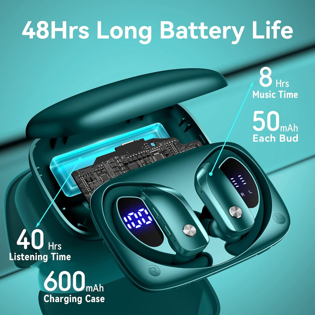 Auriculares Inalámbricos Bmani 48hrs, Micrófono, Deportivos