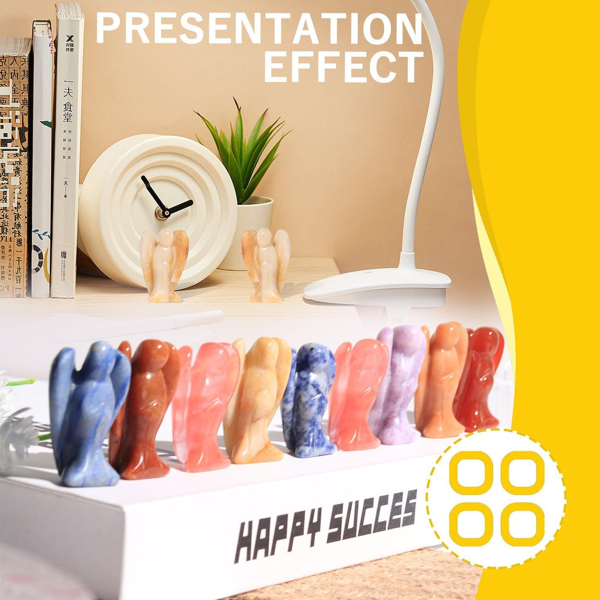 QINJIEJIE Cristales de jade amarillo, decoración de ángel