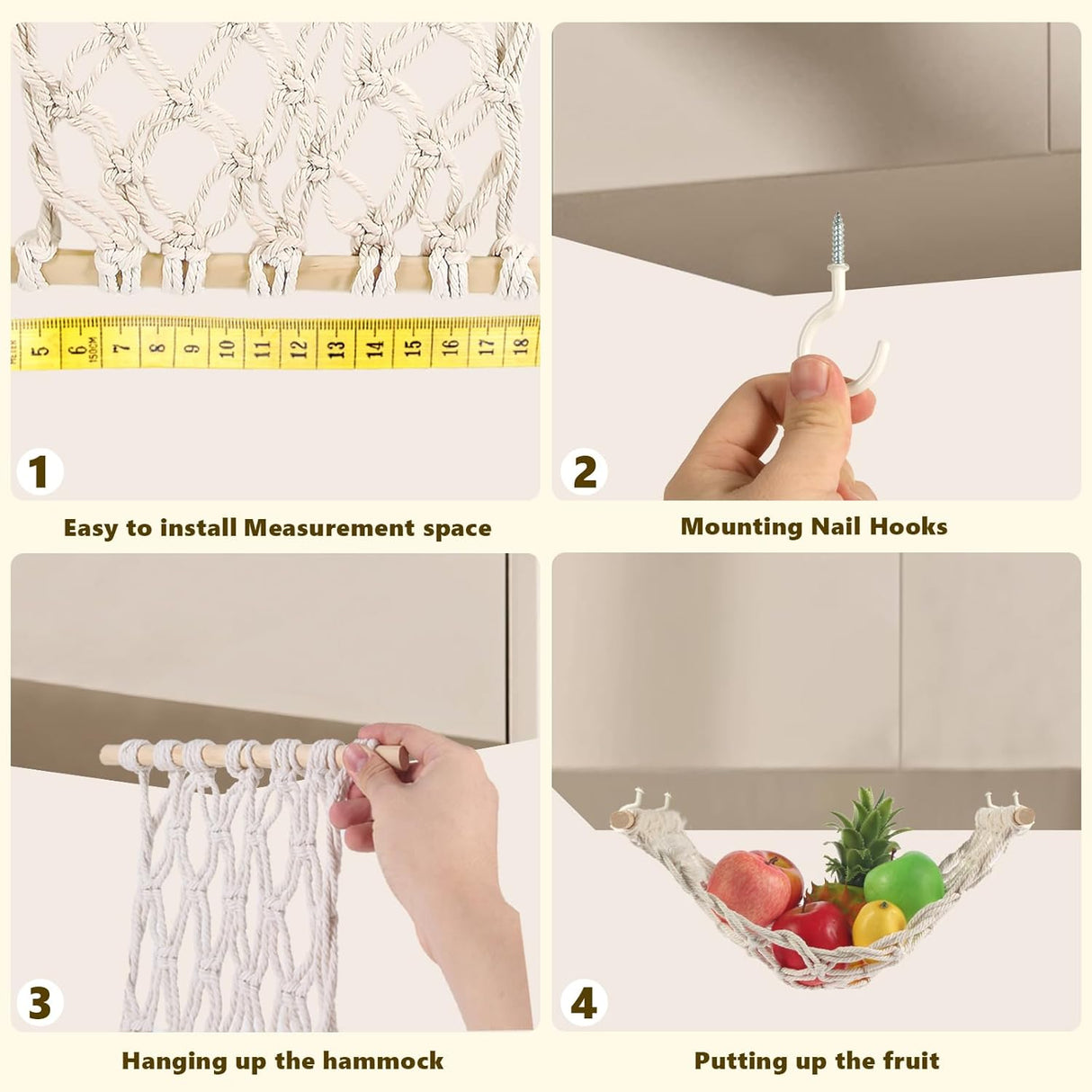 Hamaca Frutal Macramé - Cesta Colgante para Cocina - Modelo 4G