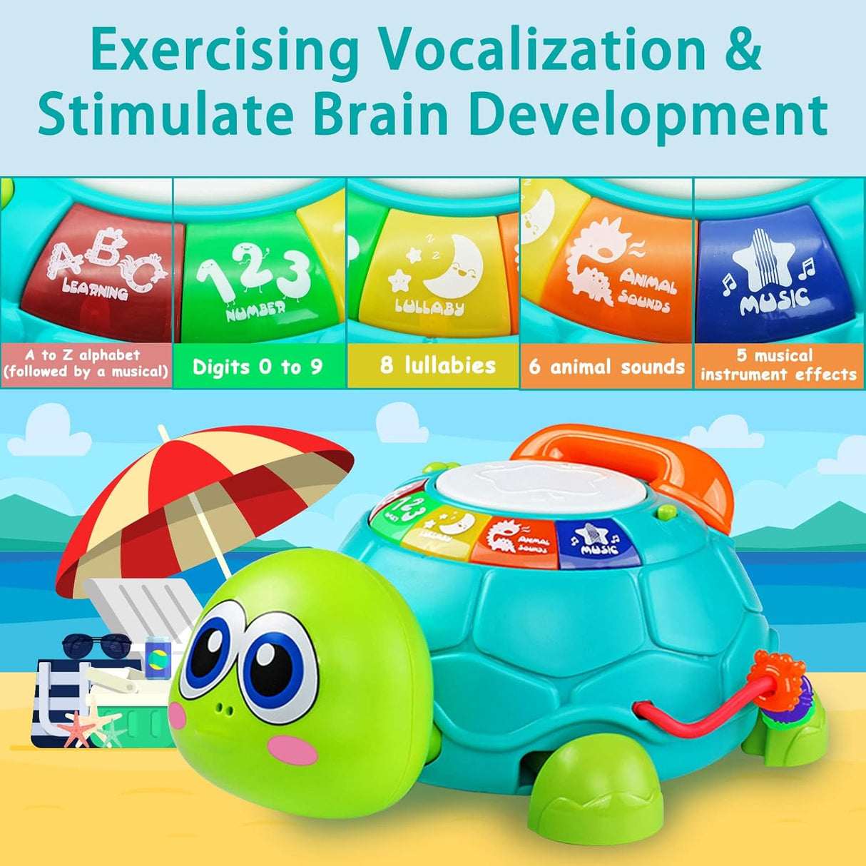 Juguetes de arrastre musical para bebés, ideal 6-18 meses.