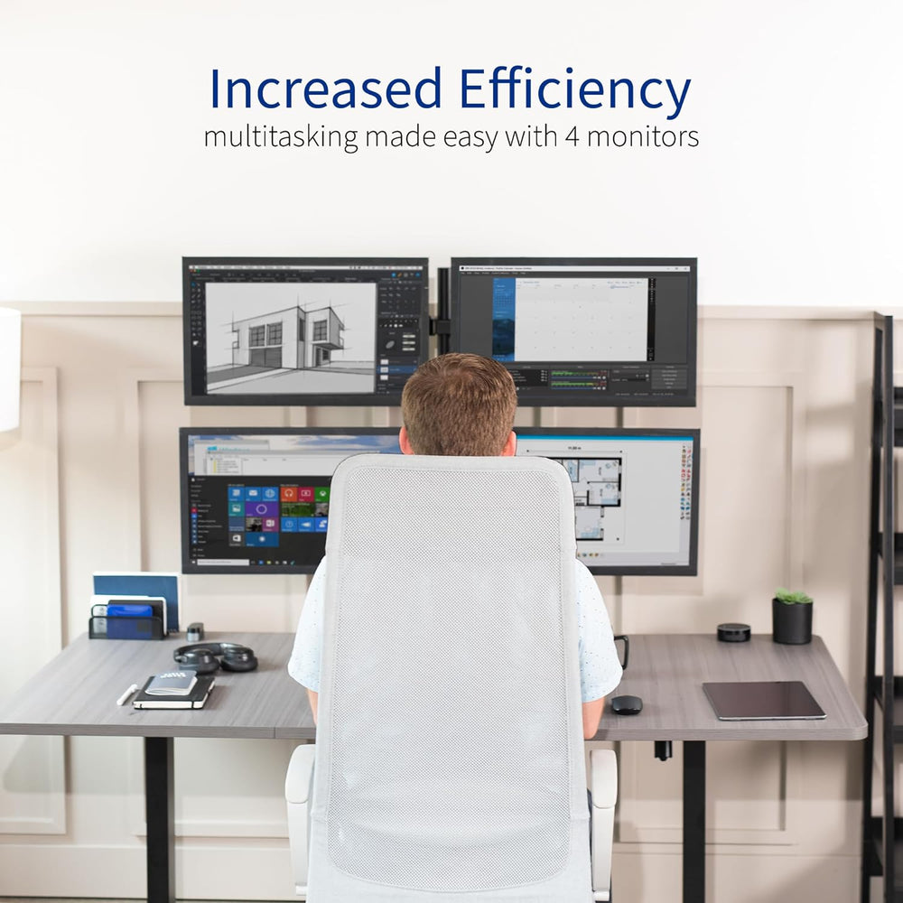 Soporte de Monitor VIVO, Ajustable, para 4 Pantallas, STAND-V004F