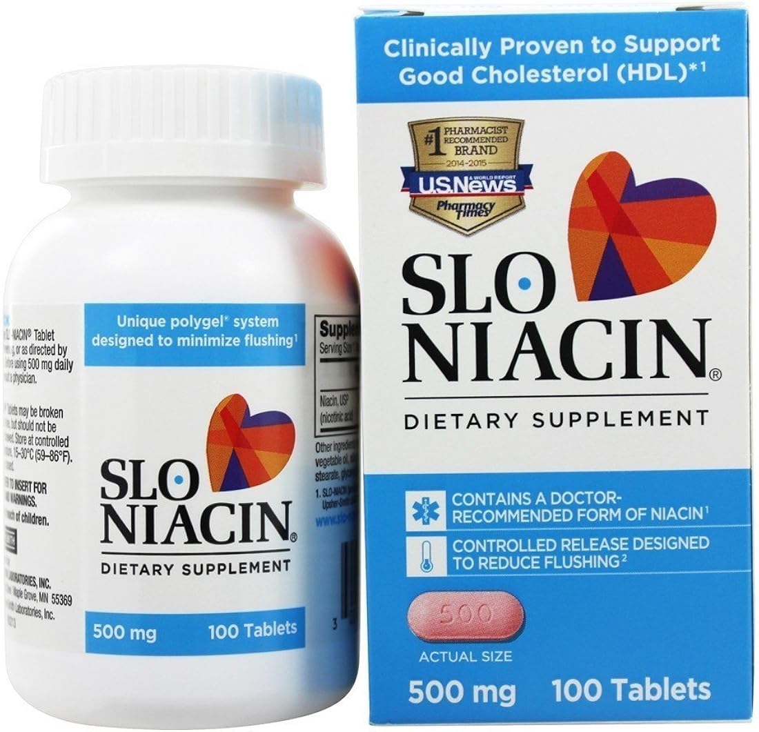 Suplemento Slo-Niacin Vitamina B3 500 Mg 100 cápsulas