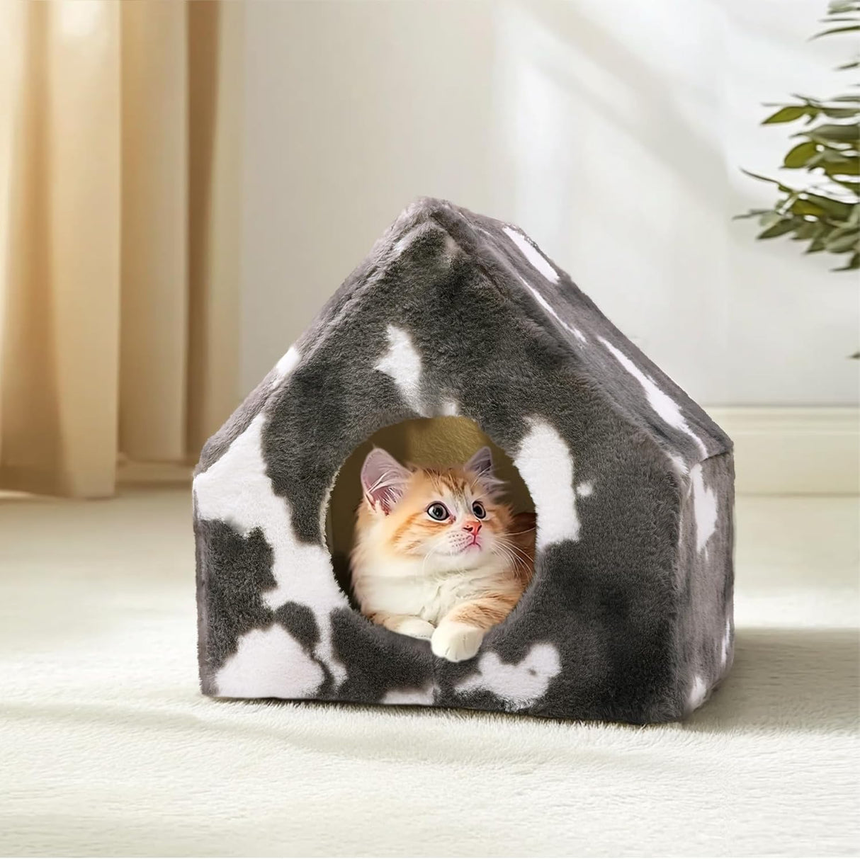 Cueva para Gatos ComSaf - Casa de Invierno, Lavable, Plush