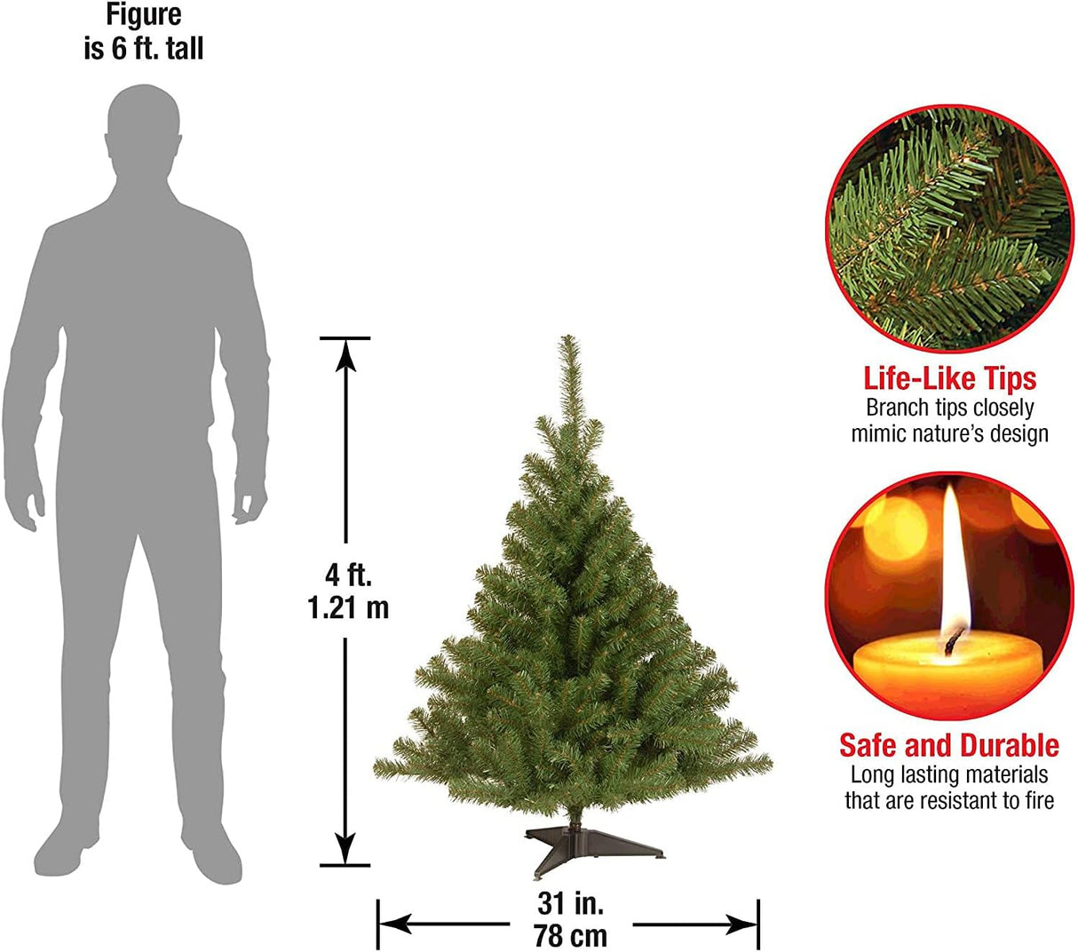 Árbol de Navidad Artificial Mini, National Tree Company, 4 pies, Kincaid Spruce