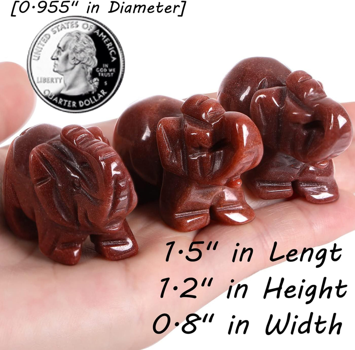 QINJIEJIE Decoración de elefante, cristales de cuarzo cereza