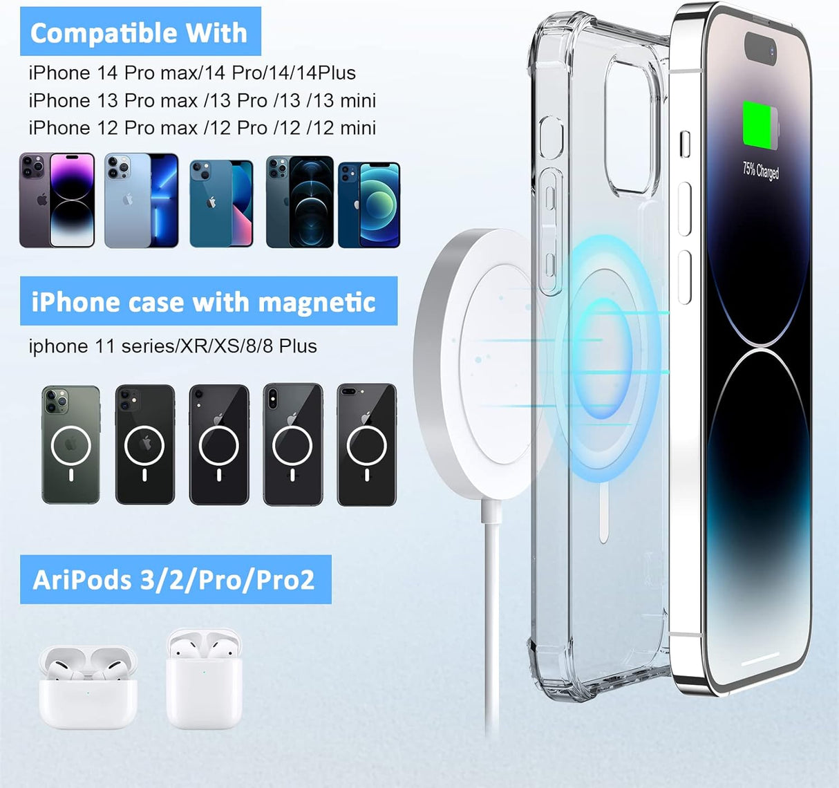 Cargador inalámbrico magnético blanco