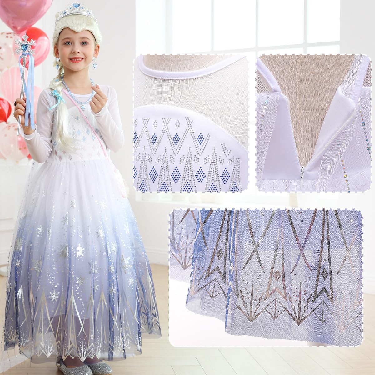 Disfraz de Princesa Elsa para Niñas, Cosplay, Accesorios, Modelo