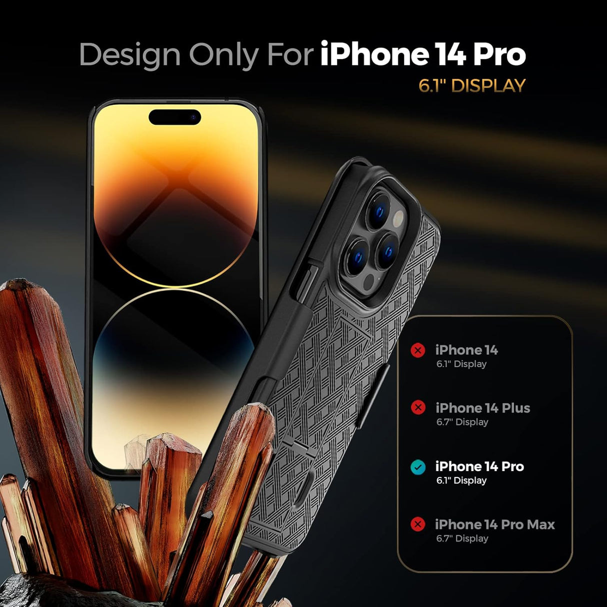 Combo de funda para iPhone 14 Pro dura ligera delgada