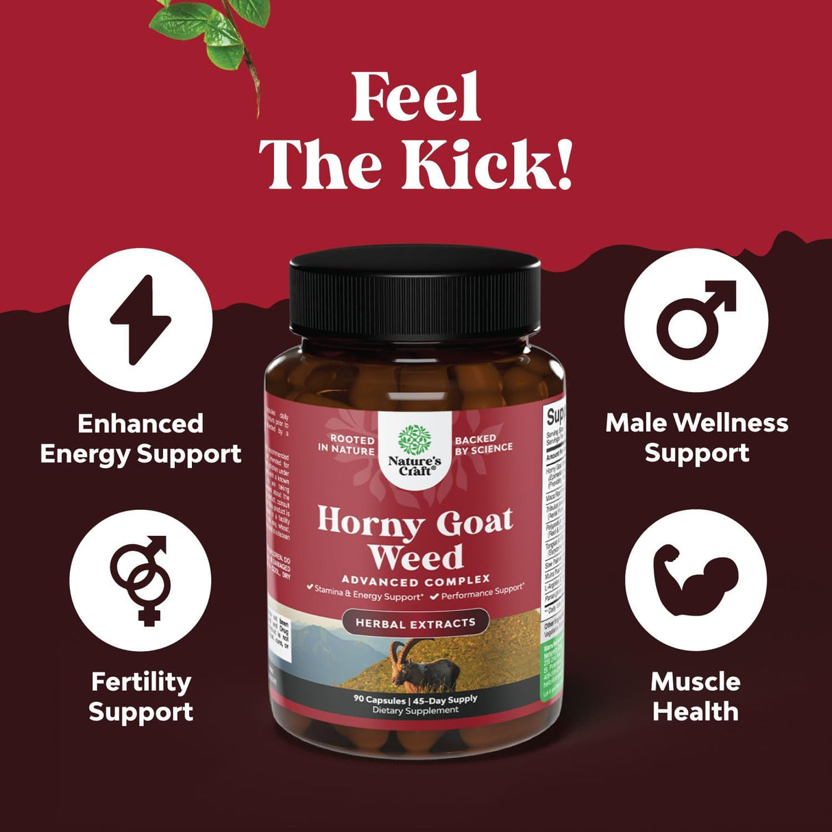 Suplemento de hierba de cabra cachonda de 1000 mg 90 unidad