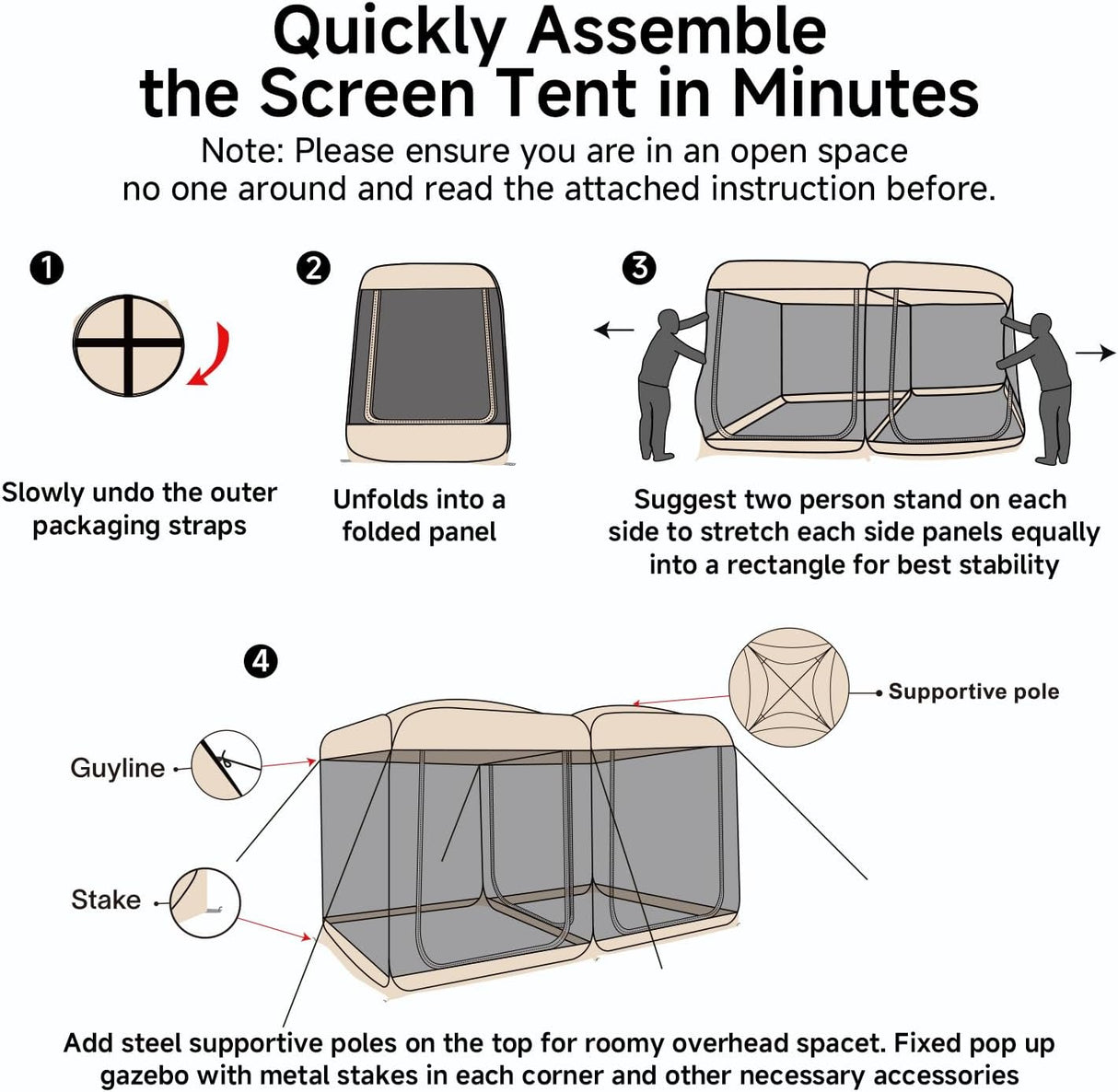 Tienda de Pantalla Alvantor 2 en 1, Carpa Pop Up 12' x 7.5