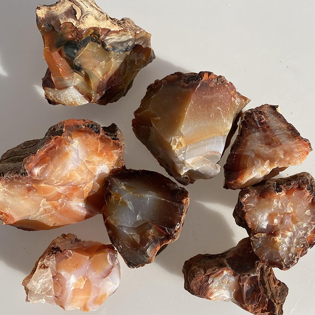 Cristales crudos de cornalina, cristales curativos grandes