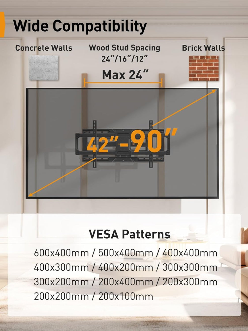 Soporte de pared para TV Perlegear, 42-90, PGLF16