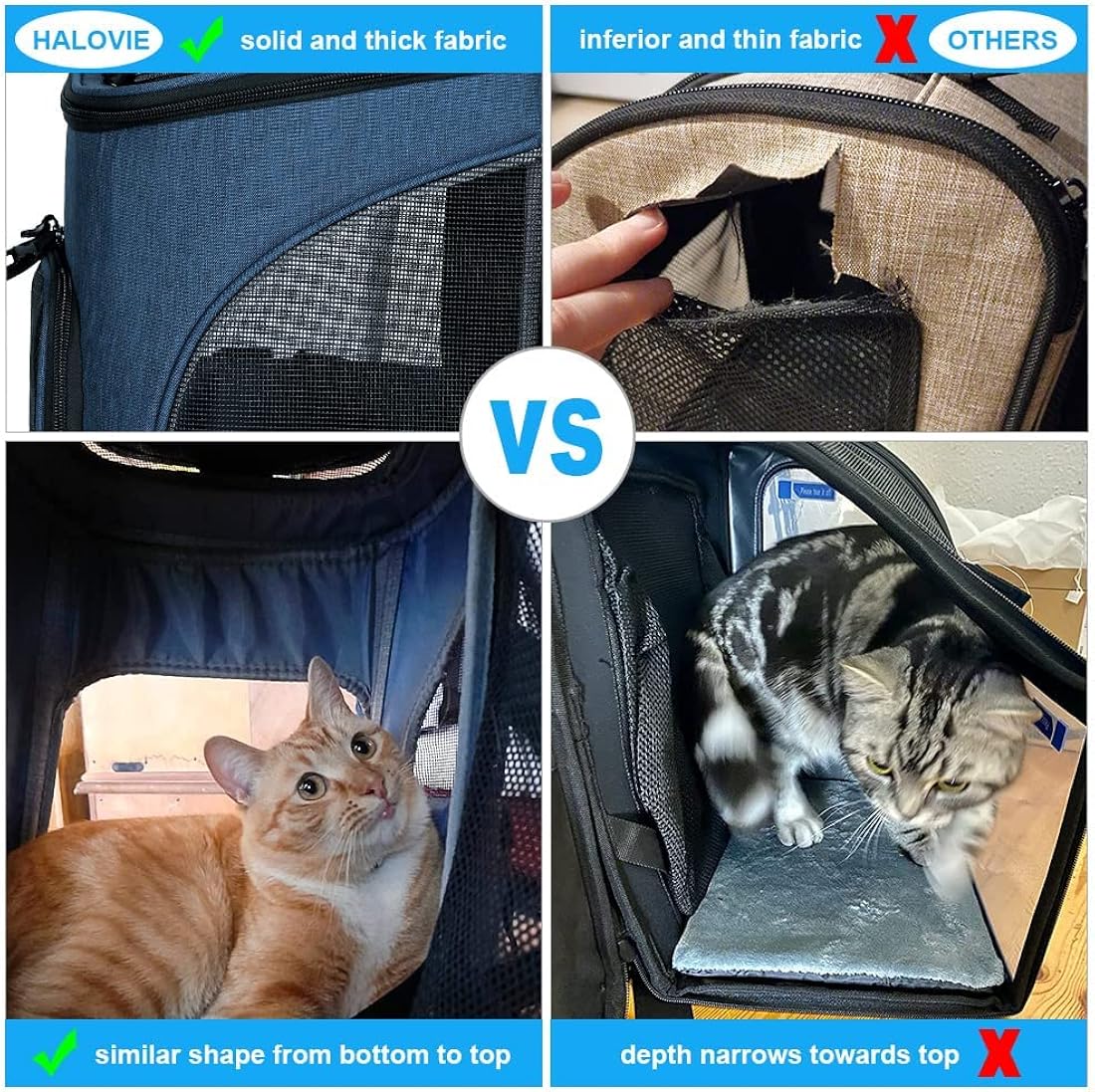 Mochila transportadora de mascotas expandible azul