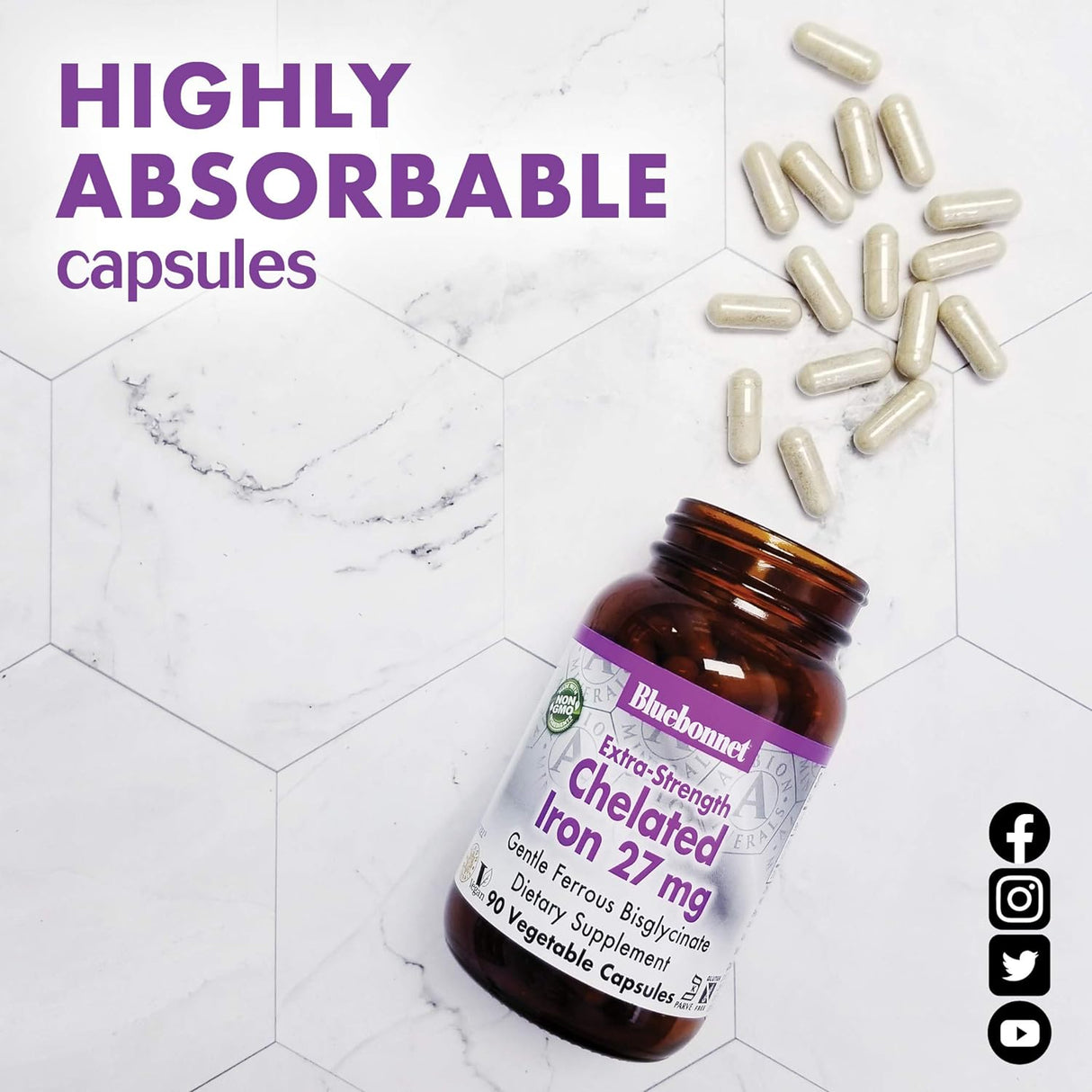 Suplementos Bluebonnet Nutrition Albion Hierro 90 cápsulas