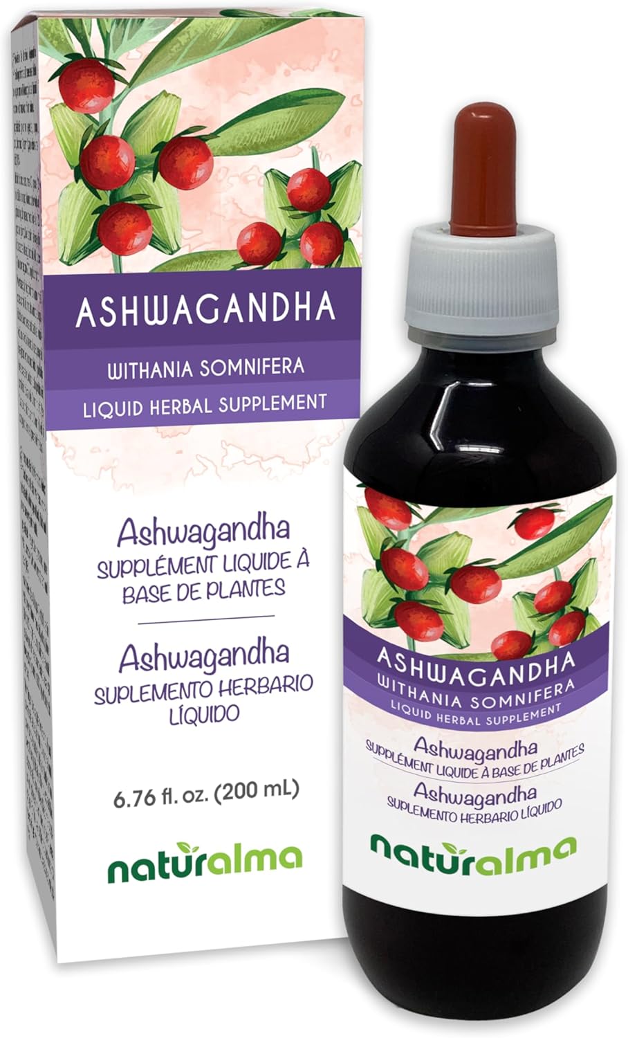 Tinctura de Raíz de Ashwagandha Naturalma - Sin Alcohol 200ml