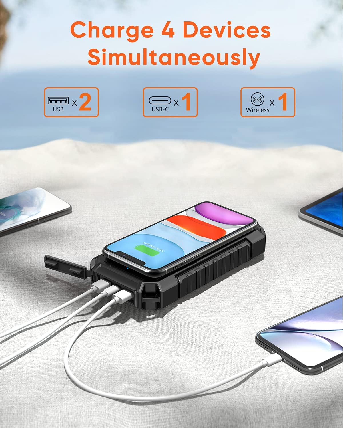 Cargador de energía solar para celular de 26800 mAh